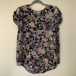 LOFT Tulip Sleeve, Botanical Floral, button-up Back, Polyester, Blouse, …